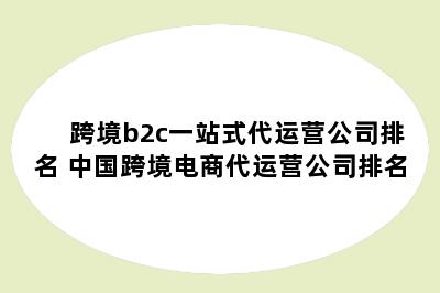 跨境b2c一站式代运营公司排名 中国跨境电商代运营公司排名